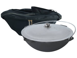 Казан чугунный азиатский с алюминиевой крышкой 8 л и чехлом