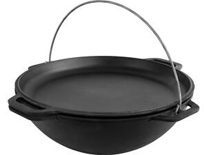 Казан чугунный азиатский с крышкой-сковородой Brizoll KA-15-2 15 л 40 см черный