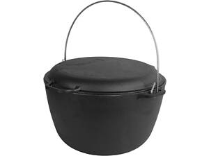 Казан чугунный азиатский с крышкой-сковородой Brizoll KT-10-2 10 л 36 см черный