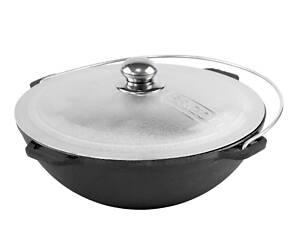 Казан чугунный с алюминиевой азиатский с крышкой 4 л