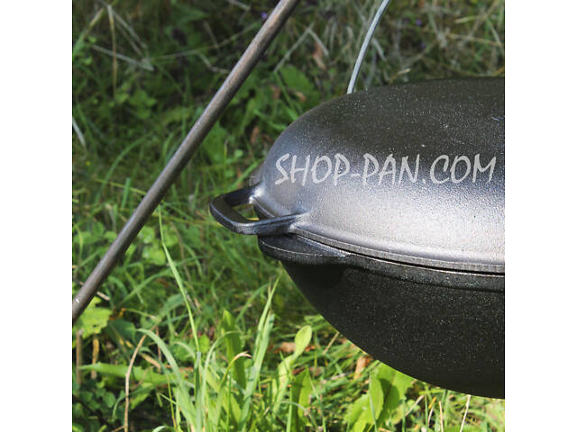 Казан татарський чавунний 12 л із кришкою-сковородою та триногою - Фото 2