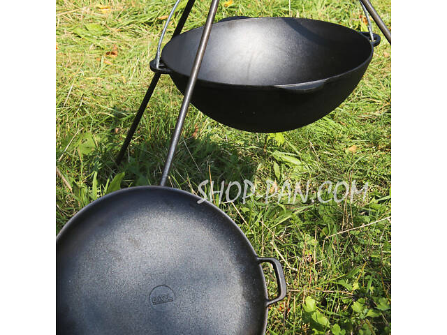 Казан татарський чавунний 12 л із кришкою-сковородою та триногою - Фото 3