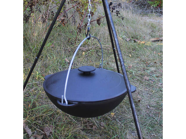 Казан татарський чавунний 8 л із триногою на розбірних ніжка - Фото 1