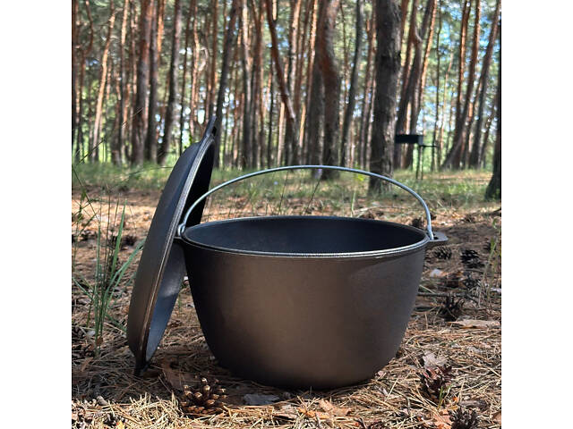 Казан туристический КТ-08КС чугунный с крышкой-сковородой 8 л - Фото 2
