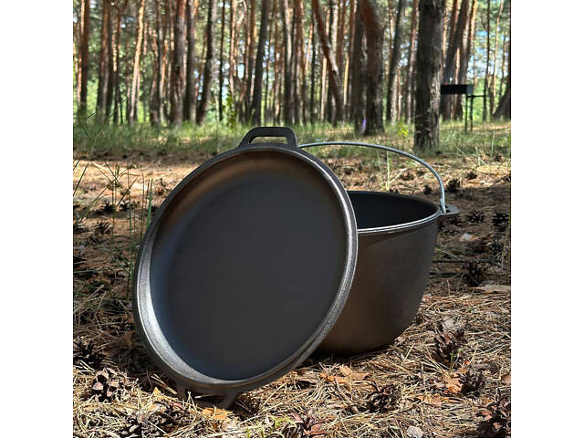 Казан туристический КТ-08КС чугунный с крышкой-сковородой 8 л - Фото 4