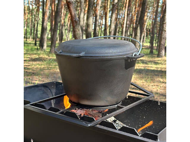 Казан туристический КТ-08КС чугунный с крышкой-сковородой 8 л - Фото 5