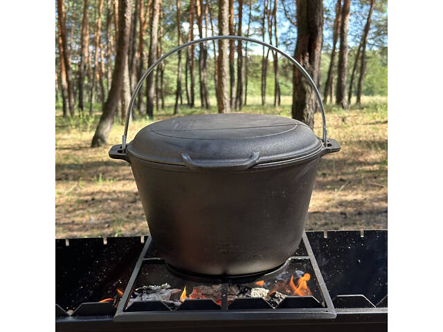Казан туристический КТ-08КС чугунный с крышкой-сковородой 8 л - Фото 6