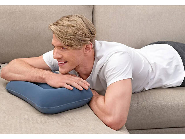 Кемпинговая надувная подушка 42х26х10 см Bestway синяя. - Фото 8