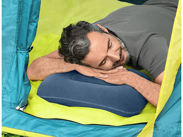 Кемпинговая надувная подушка 42х26х10 см Bestway синяя. - Фото 10