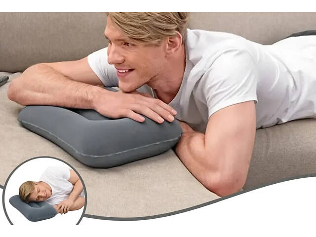 Кемпинговая надувная подушка 42х26х10 см Bestway серая. - Фото 8