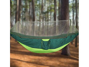 Кемпинговый нейлоновый гамак-спальник с москитной сеткой 'Hammock' зеленый