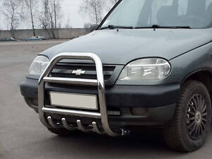 Кенгурятник QT007 (нерж) для Chevrolet Niva