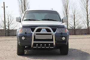 Кенгурятник QT007 (нерж) для Mitsubishi Pajero Sport 1996-2007 рр