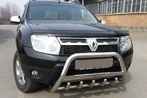 Кенгурятник с надписью WT004 (нерж.) для Dacia Duster 2008-2018 гг