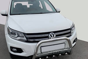 Кенгурятник WT003 (нерж) 51 мм, без надписи для Volkswagen Tiguan 2007-2016 гг