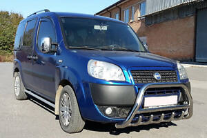 Кенгурятник WT003 (нерж.) 60 мм, c надписью для Fiat Doblo I 2001-2005 гг