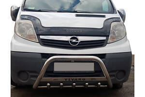 Кенгурятник WT003-4 (нерж.) С надписью для Opel Vivaro 2001-2015 гг