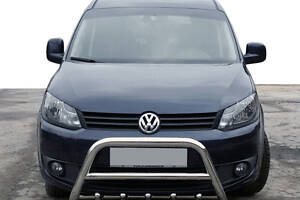 Кенгурятник WT003-4 (нерж) 60 мм, без надписи для Volkswagen Caddy 2015-2020 гг