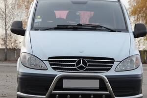 Кенгурятник WT003 с усами (нерж.) для Mercedes Vito W639 2004-2015 гг