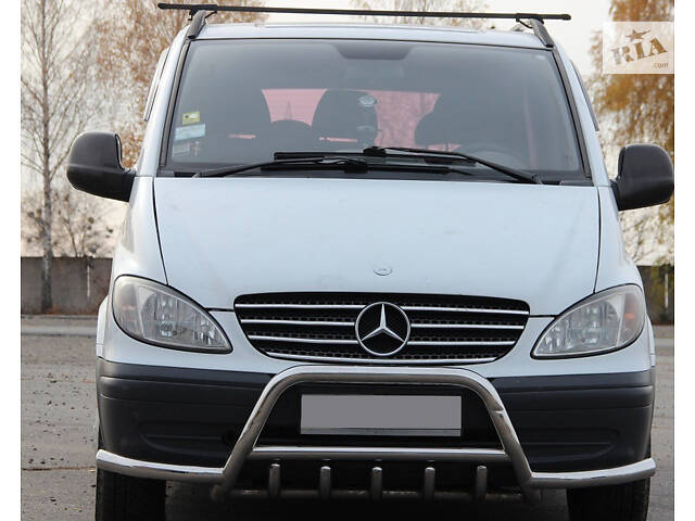 Кенгурятник WT003 с усами (нерж.) для Mercedes Vito W639 2004-2015 гг