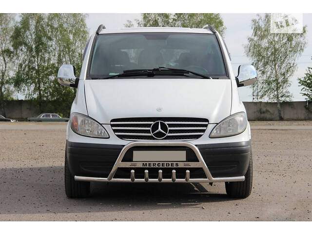 Кенгурятник WT004-Plus с усами (нерж.) для Mercedes Vito W639 2004-2015 гг