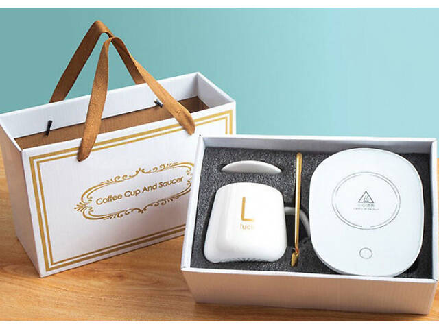 Керамическая кружка с крышкой и ложечкой на платформе с подогревом LUCKY - Фото 3