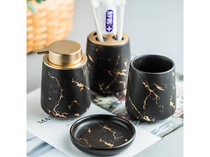 Керамічний набір аксесуарів в ванну кімнату із 4 предметів Bathlux, Чорний