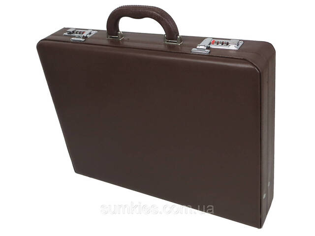 Кейс, дипломат діловий з екошкіри Portfolio коричневий - Фото 2