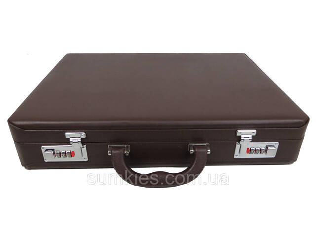 Кейс, дипломат діловий з екошкіри Portfolio коричневий - Фото 3