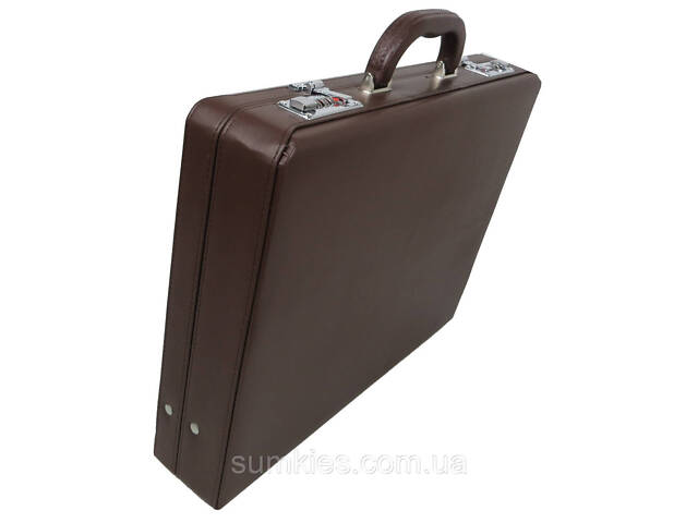 Кейс, дипломат діловий з екошкіри Portfolio коричневий - Фото 4