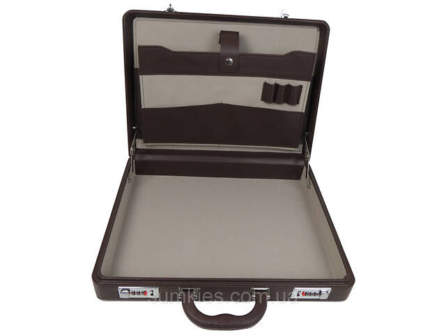 Кейс, дипломат діловий з екошкіри Portfolio коричневий - Фото 6