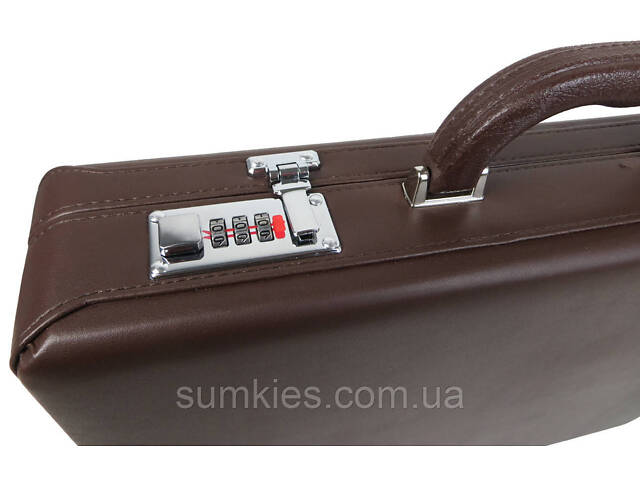Кейс, дипломат діловий з екошкіри Portfolio коричневий - Фото 7