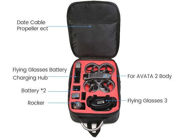 Кейс рюкзак Primolux для квадрокоптера DJI Avata 2 - Black - Фото 7