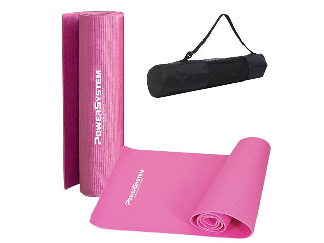 Килимок для йоги та фітнесу Power System PS-4014 PVC Fitness Yoga Mat Pink (173x61x0.6) - Фото 1