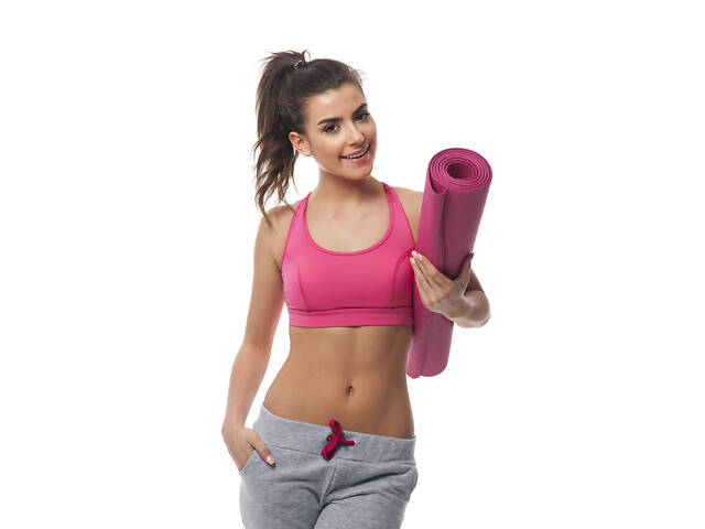 Килимок для йоги та фітнесу Power System PS-4014 PVC Fitness Yoga Mat Pink (173x61x0.6) - Фото 8