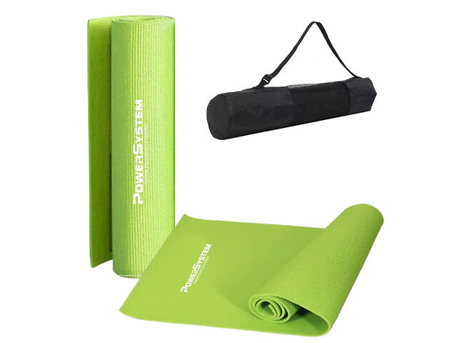 Килимок для йоги та фітнесу Power System PS-4014 PVC Fitness-Yoga Mat Green (173x61x0.6) - Фото 1