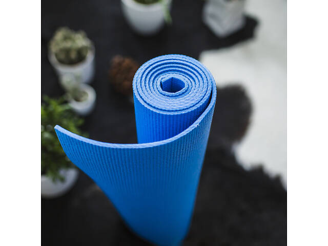 Килимок для йоги та фітнесу Power System PS-4014 PVC Fitness-Yoga Mat Blue (173x61x0.6) - Фото 8