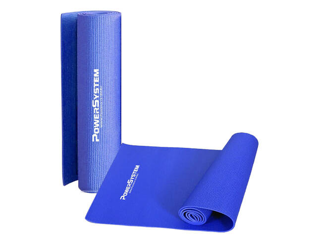 Килимок для йоги та фітнесу Power System PS-4014 PVC Fitness-Yoga Mat Blue (173x61x0.6) - Фото 4