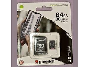 Kingston 64GB microSDXC UHS-I U1 V10 A1 Canvas Select Plus. Оригінал! Нова!