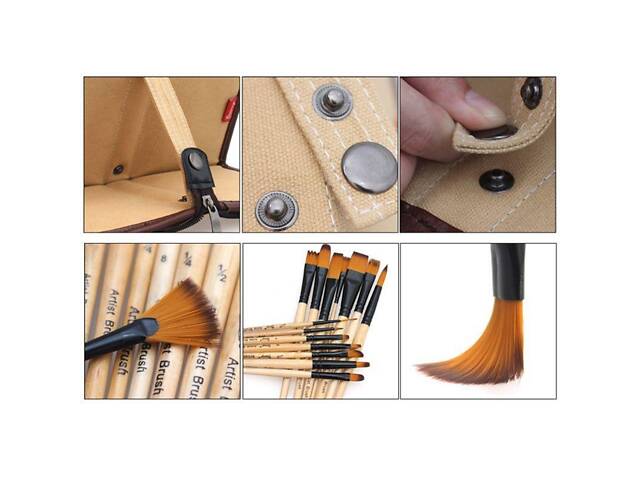 Кисти художественные. Подарочный набор (14 шт) с чехлом - Фото 6