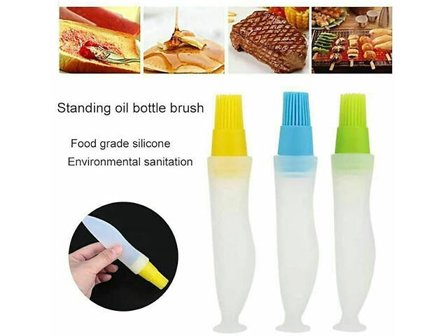 Пензлик кондитерський силіконовий з ємністю для олії маслянка з дозатором 17 см - Фото 3