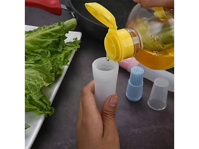 Пензлик кондитерський силіконовий з ємністю для олії маслянка з дозатором 17 см - Фото 5