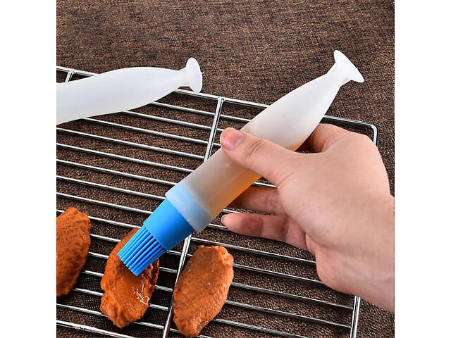 Пензлик кондитерський силіконовий з ємністю для олії маслянка з дозатором 17 см - Фото 1