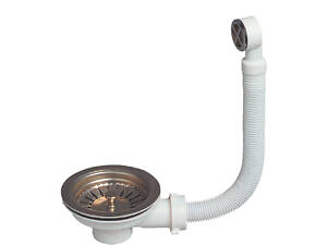 Донний клапан для кухонного миття 1½' з нерж. решіткою та переливом WIRQUIN (9545680)