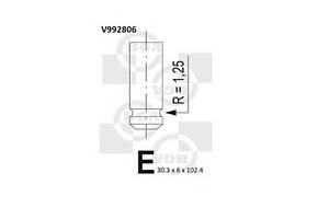 Клапан впускний Daewoo Lanos/Nubira 97- 1.6i 16V