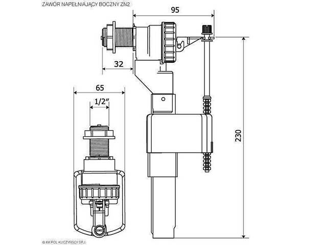 Клапан заповнення K.K.POL ZN2/110- 3/8″ ABS, бок. пластик - Фото 5
