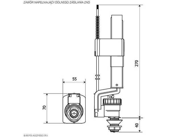 Клапан заповнення K.K.POL ZND/111- 1/2″ РР, нижн. пластик - Фото 5