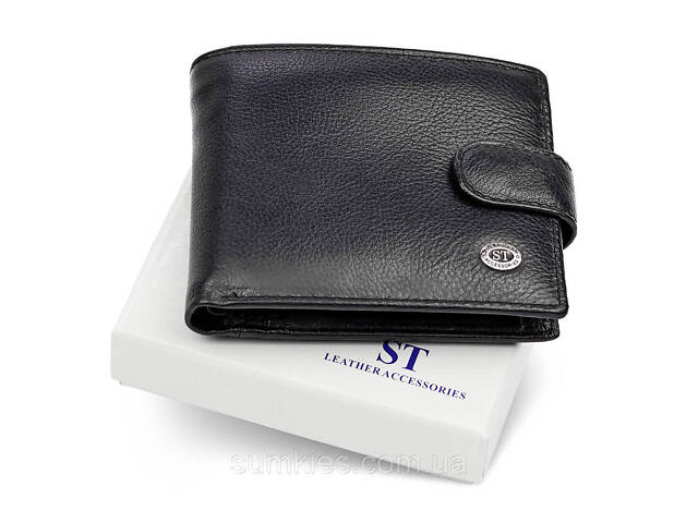 Класичне чоловіче портмоне з натуральної шкіри ST Leather ST102 Чорний - Фото 3