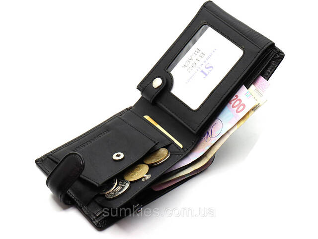 Класичне чоловіче портмоне з натуральної шкіри ST Leather ST102 Чорний - Фото 4