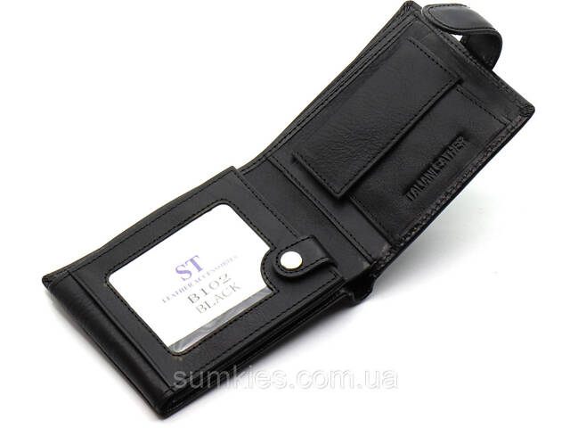 Класичне чоловіче портмоне з натуральної шкіри ST Leather ST102 Чорний - Фото 7